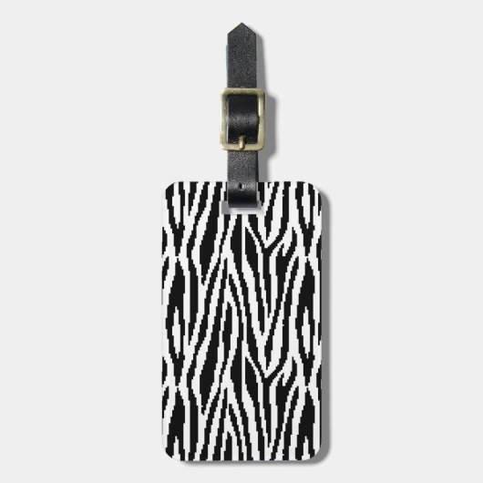 8 Bit Pixel Zebra Print Design Muster Gepäckanhänger (Vorderseite vertikal)