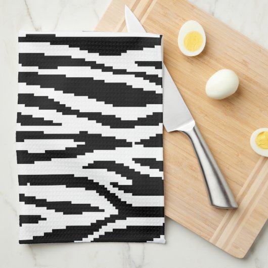 8 Bit Pixel Zebra Print Design Muster Handtuch (Viertel Falte)