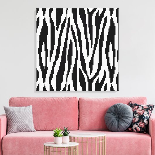 8 Bit Pixel Zebra Print Design Muster Leinwanddruck (Insitu (Wohnzimmer))