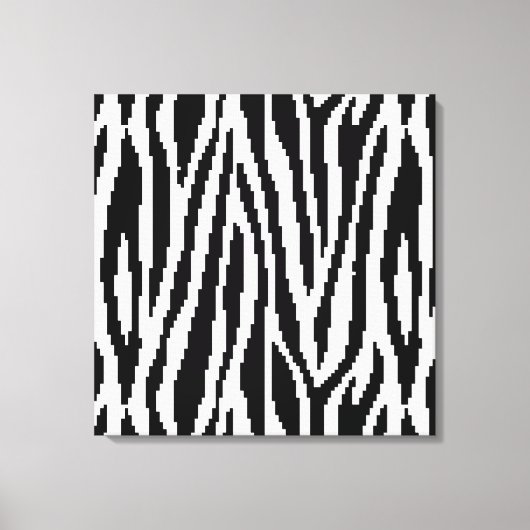 8 Bit Pixel Zebra Print Design Muster Leinwanddruck (Vorderseite)