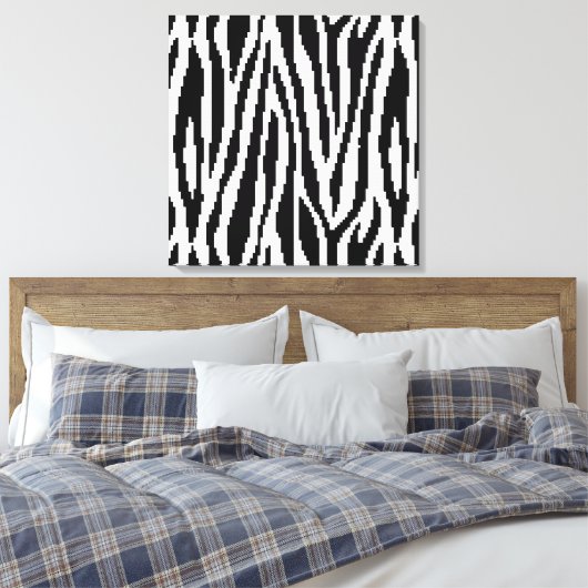 8 Bit Pixel Zebra Print Design Muster Leinwanddruck (Insitu (Schlafzimmer))