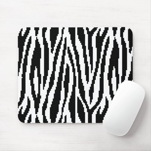 8 Bit Pixel Zebra Print Design Muster Mousepad (Mit Mouse)