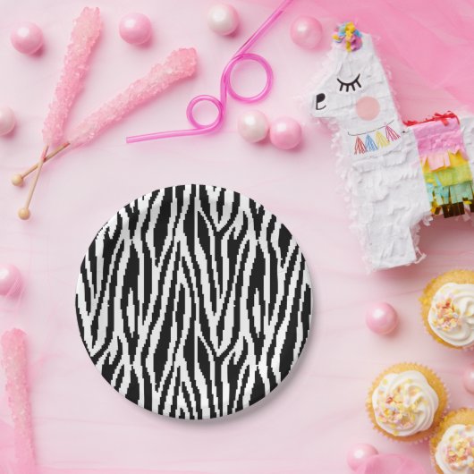 8 Bit Pixel Zebra Print Design Muster Pappteller (Party)