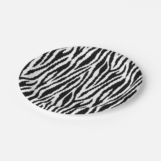 8 Bit Pixel Zebra Print Design Muster Pappteller (Schrägansicht)