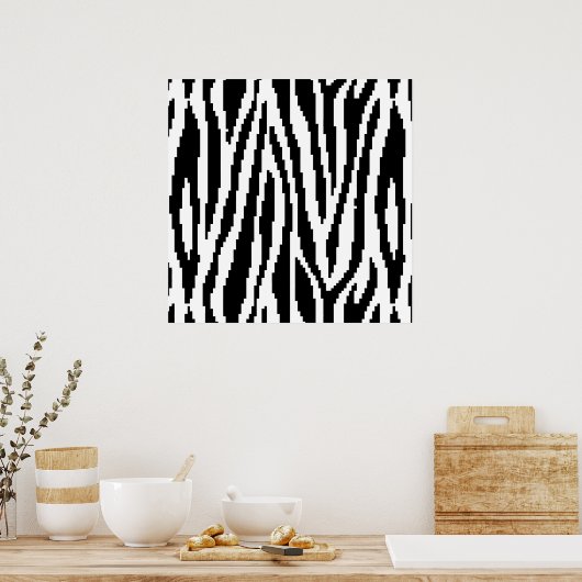 8 Bit Pixel Zebra Print Design Muster Poster (Küche)