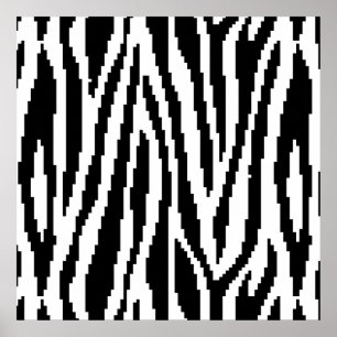 8 Bit Pixel Zebra Print Design Muster Poster