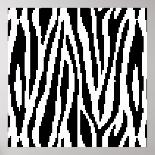 8 Bit Pixel Zebra Print Design Muster Poster (Vorne)