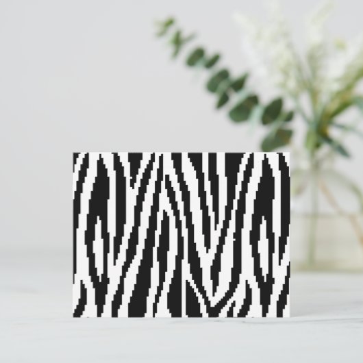 8 Bit Pixel Zebra Print Design Muster Postkarte (Stehend Vorderseite)