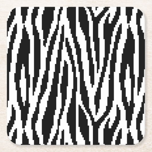 8 Bit Pixel Zebra Print Design Muster Rechteckiger Pappuntersetzer (Vorderseite)