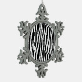 8 Bit Pixel Zebra Print Design Muster Schneeflocken Zinn-Ornament (Links)