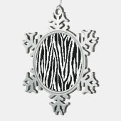 8 Bit Pixel Zebra Print Design Muster Schneeflocken Zinn-Ornament (Rechts)