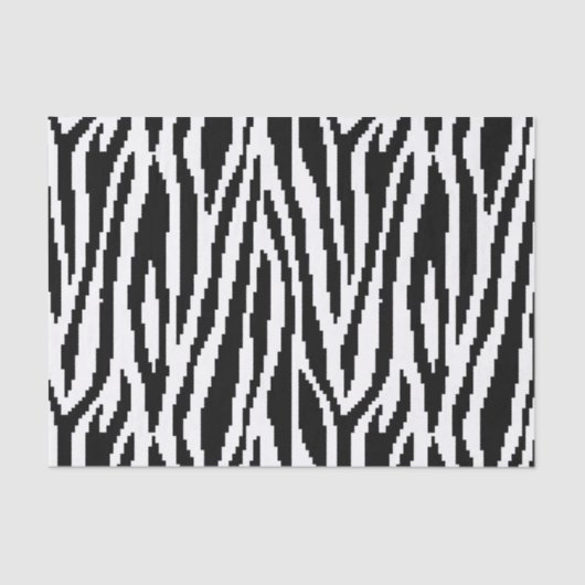 8 Bit Pixel Zebra Print Design Muster Seidenpapier (Vorderseite)