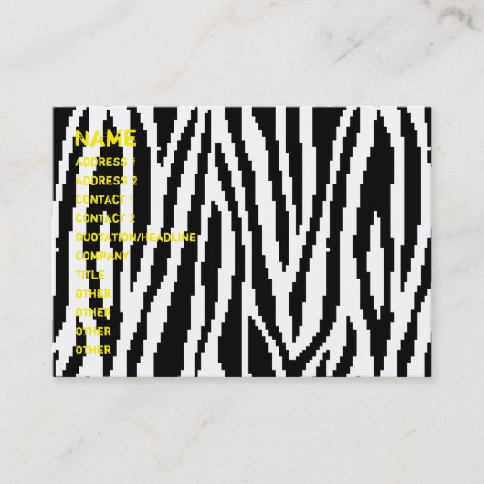 8 Bit Pixel Zebra Print Design Muster Visitenkarte (Vorderseite)