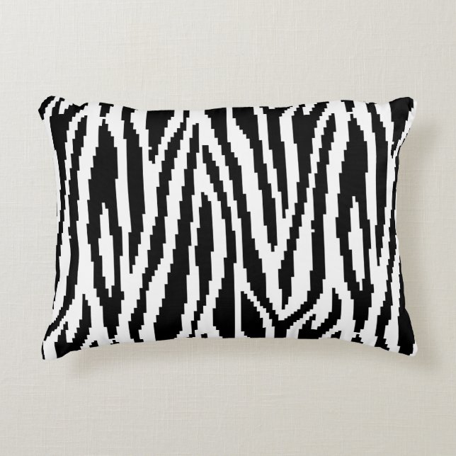 8 Bit Pixel Zebra Print Design Muster Zierkissen (Vorderseite)