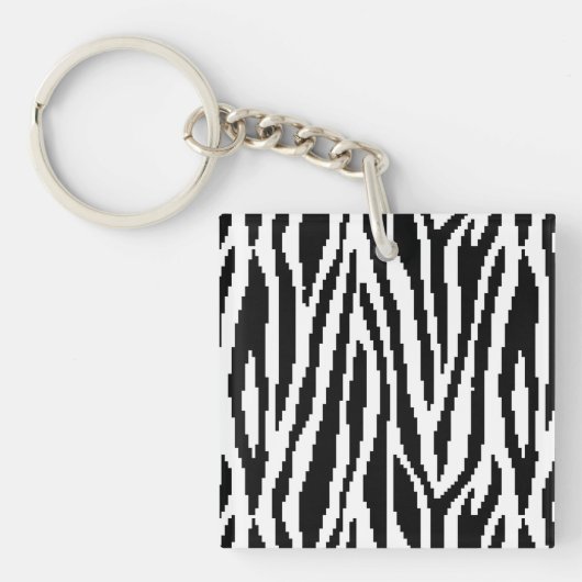8-Bit-Pixel-Zebradruck-Designmuster Schlüsselanhänger (Vorderseite)