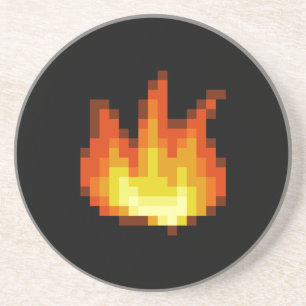 8 Bit Pixeled Feuer Sandstein Untersetzer