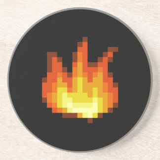 8 Bit Pixeled Feuer Sandstein Untersetzer