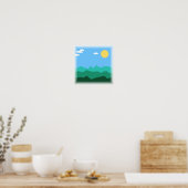 8-Bit-Plattformer-Landschaft - Pixel-Art-Druck Poster (Küche)