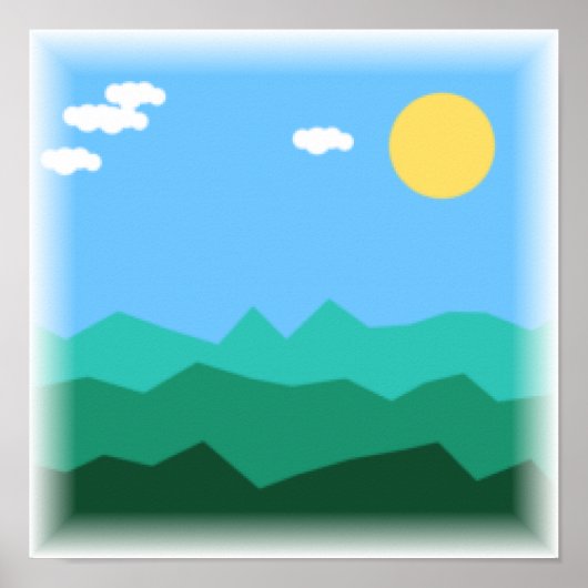 8-Bit-Plattformer-Landschaft - Pixel-Art-Druck Poster (Vorne)