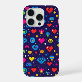 8-Bit Retro Gaming Pixel Pattern Phone Case iPhone 15 Pro Hülle