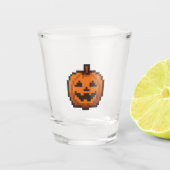 8-bit Retro Jack O' Lantern Schnapsglas (Vorderseite)