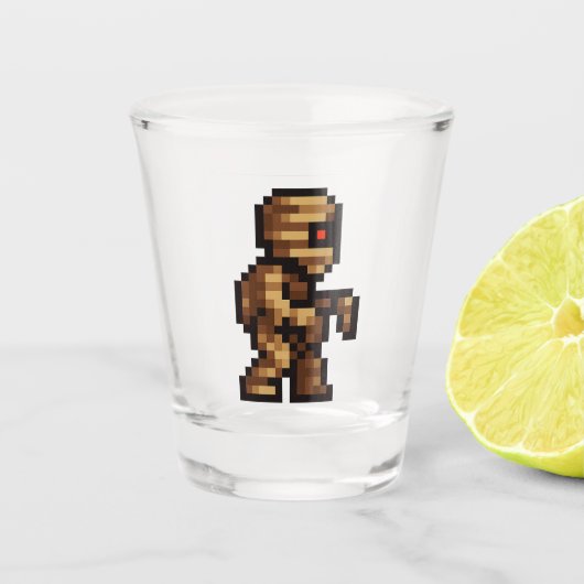 8-Bit-Retro-Mumie Schnapsglas (Vorderseite)