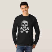 8-Bit Retro Pirate Flag Skull Crossbones Distresse T-Shirt (Vorne ganz)