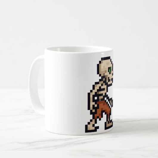 8-bit Retro Skeleton Kaffeetasse (Vorderseite Links)