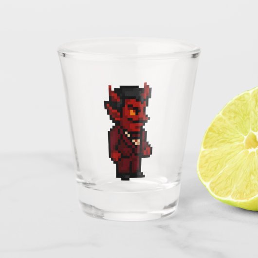 8-Bit Retro Teufel Schnapsglas (Vorderseite)