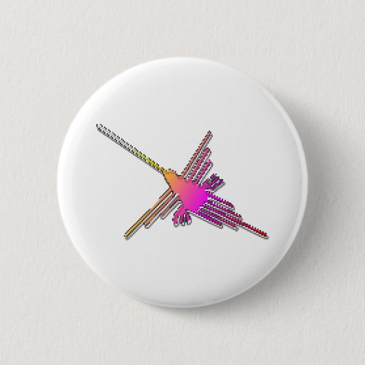 8 Bit Retro Video Game Nazca Lines Hummingbird Button (Vorderseite)
