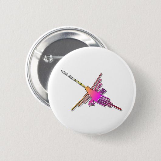 8 Bit Retro Video Game Nazca Lines Hummingbird Button (Vorne & Hinten)