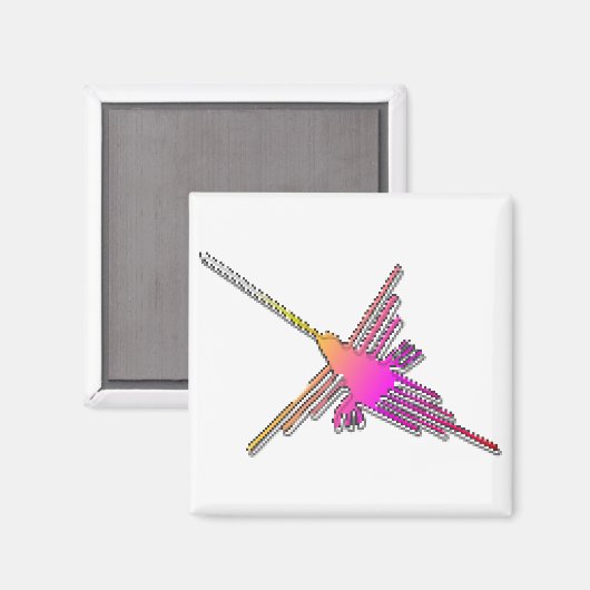 8 Bit Retro Video Game Nazca Lines Hummingbird Magnet (Vorderseite/Rückseite)
