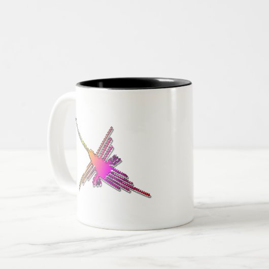 8 Bit Retro Video Game Nazca Lines Hummingbird Zweifarbige Tasse (Vorderseite Links)