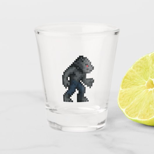 8-Bit Retro-Werwolf Schnapsglas (Vorderseite)