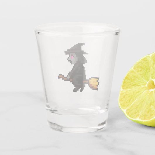 8-bit Retro Witch Schnapsglas (Rückseite)