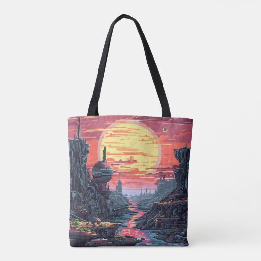 8 Bit Sci Fi Planet Tasche (Rückseite)