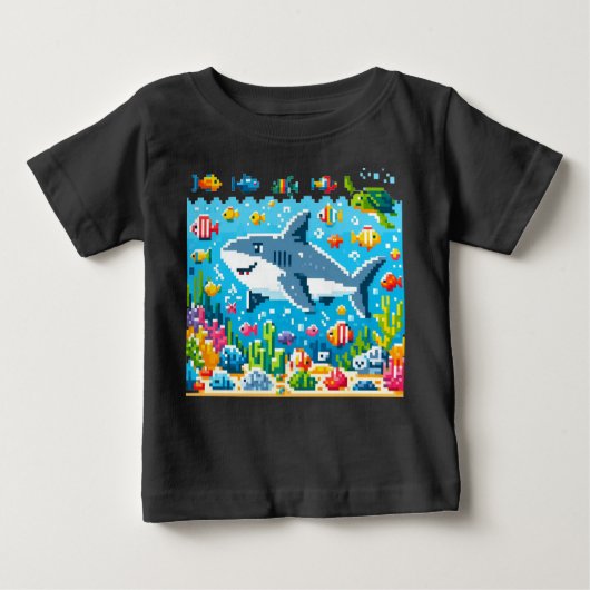 8-Bit Shark Adventure T-Shirt (Vorderseite)