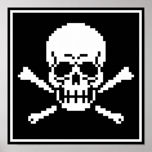 8-Bit-Skull- und Crossbones-Pixel-Art-Poster Poster (Vorne)