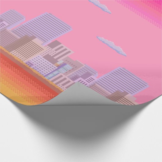 8-Bit-Skyline Geschenkpapier (Ecke)