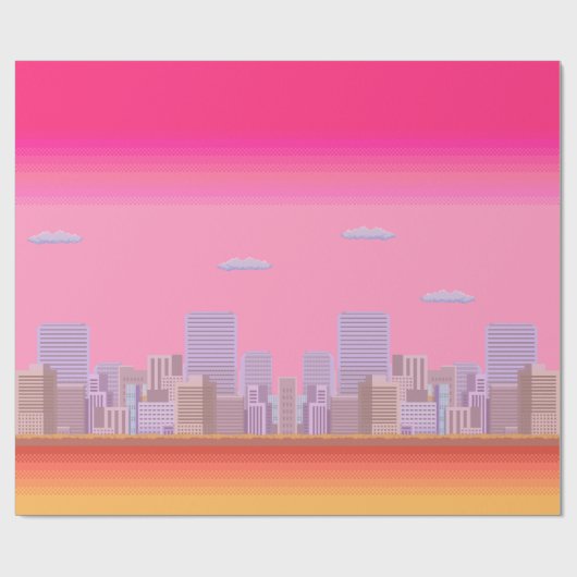 8-Bit-Skyline Geschenkpapier (Flach)