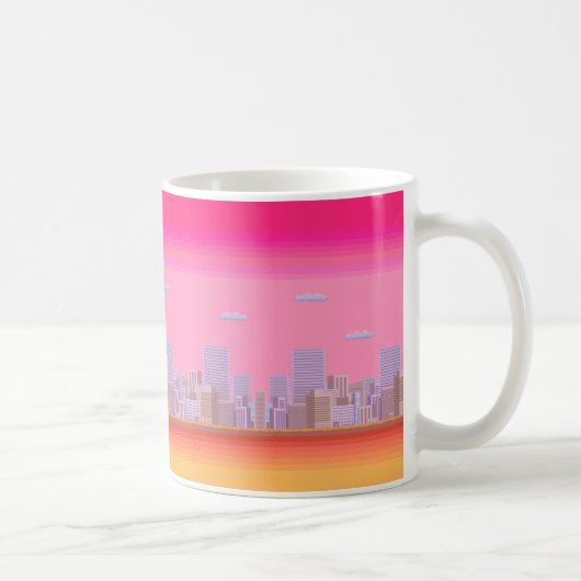 8-Bit-Skyline Kaffeetasse (Rechts)