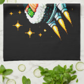 8-Bit Space Sushi Adventure - Retro Pixel Art Geschirrtuch (Gefaltet)