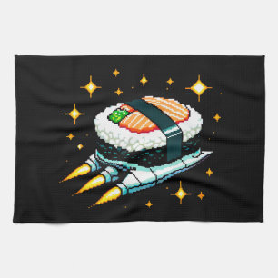 8-Bit Space Sushi Adventure - Retro Pixel Art Geschirrtuch
