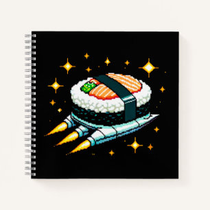 8-Bit Space Sushi Adventure - Retro Pixel Art Notizblock