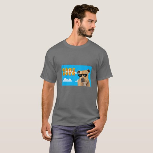 8-Bit-Spiel über Pitbull T-Shirt (Vorne ganz)