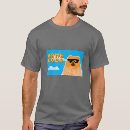 8-Bit-Spiel über Spitz T-Shirt (Vorderseite)