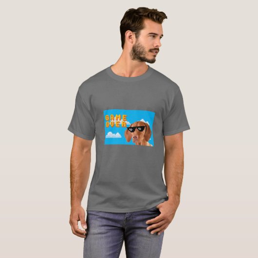 8-Bit-Spiel über Vizslas T-Shirt (Vorne ganz)
