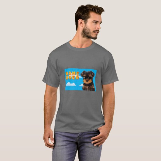 8-Bit-Spiel über Yorkshire Terrier T-Shirt (Vorne ganz)