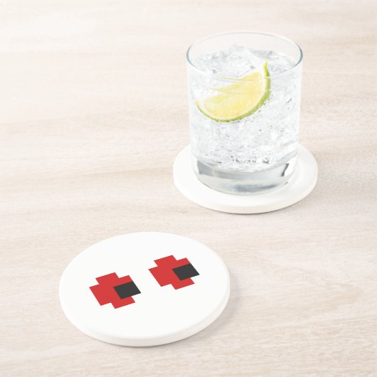 8 Bit Spooky Red Eyes Getränkeuntersetzer (Seite)