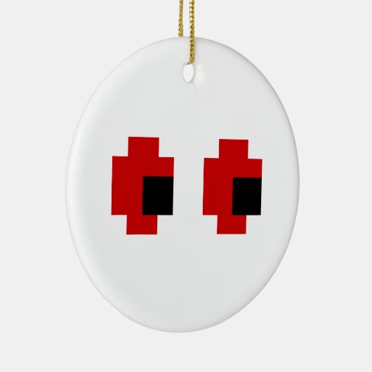 8 Bit Spooky Red Eyes Keramikornament (Rechts)